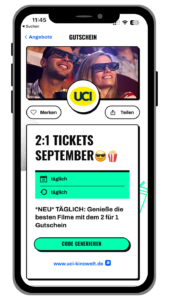 UCI Angebot - 2für1 Kinoticket